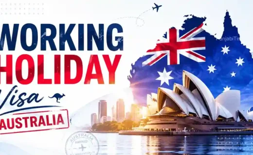 Australia Work and Holiday Visa ਬੈਲਟ ਲਈ ਆਸਟ੍ਰੇਲੀਆ ਦਾ ਪਾਸਪੋਰਟ ਅਤੇ ਵੀਜ਼ਾ ਦਸਤਾਵੇਜ਼।