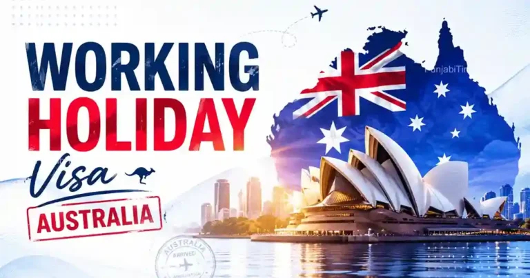 Australia Work and Holiday Visa ਬੈਲਟ ਲਈ ਆਸਟ੍ਰੇਲੀਆ ਦਾ ਪਾਸਪੋਰਟ ਅਤੇ ਵੀਜ਼ਾ ਦਸਤਾਵੇਜ਼।