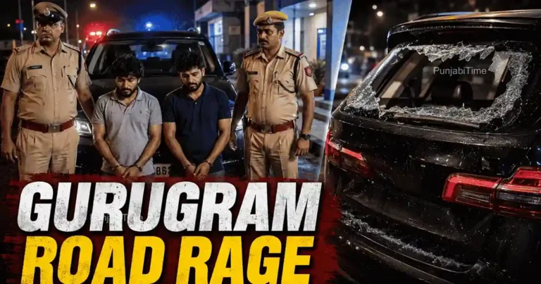 Gurugram road rage incident with a vandalised car after a highway dispute.