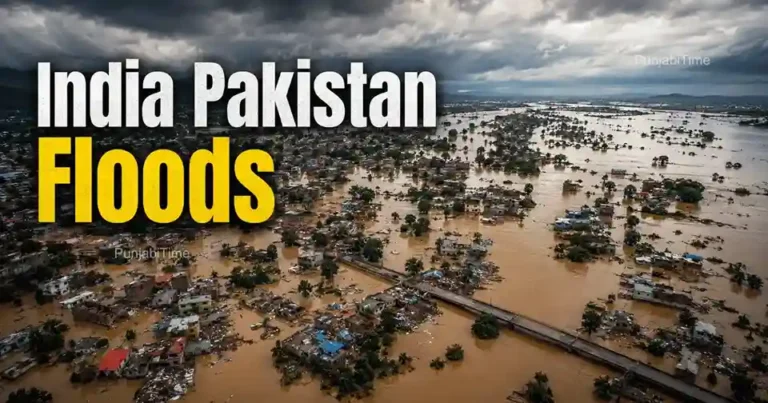 India Pakistan Floods damage from monsoon flash floods in northern regions.
