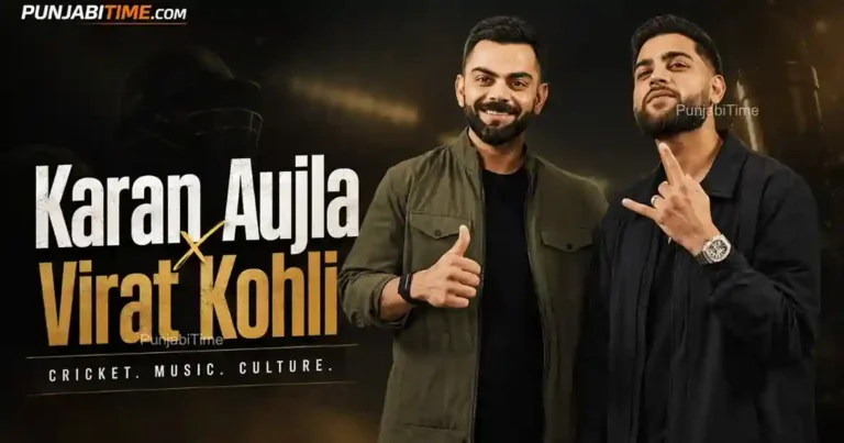 Karan Aujla Virat Kohli together on stage at the One8 event in Delhi.