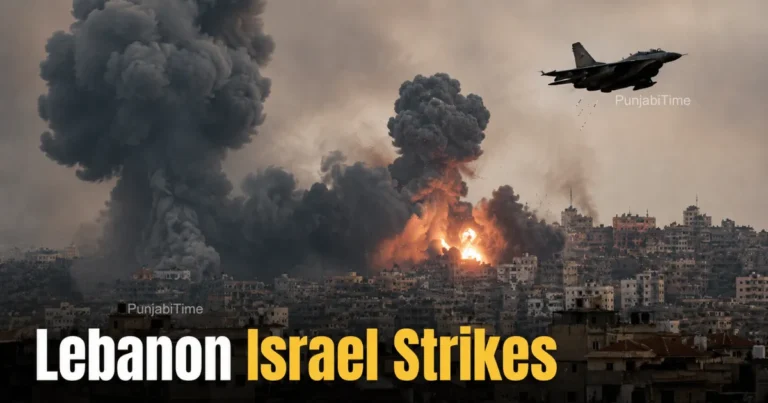 Lebanon Israel Strikes aftermath with damaged buildings and emergency response.