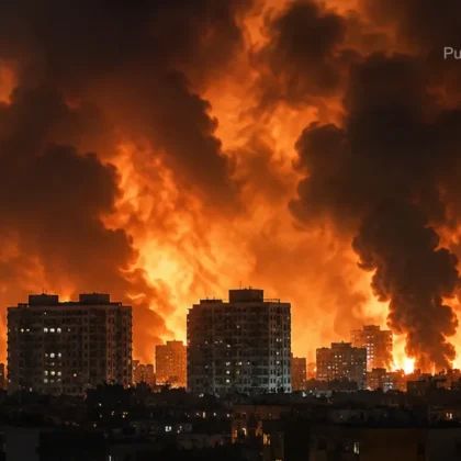 Distant view of an oil terminal representing the recent Ukraine drone strike on Russian energy infrastructure.