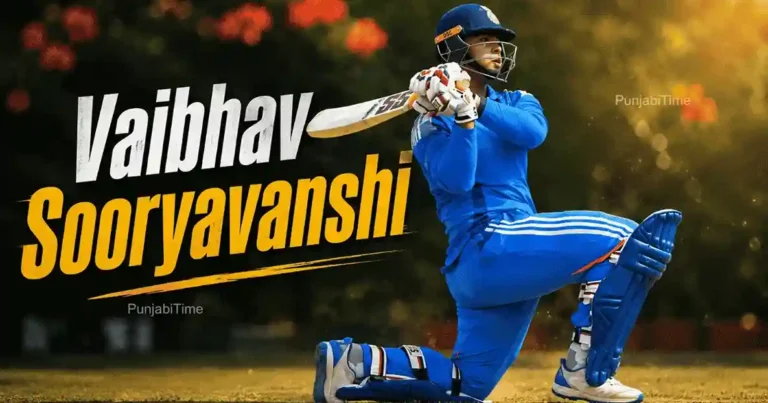 Vaibhav Sooryavanshi ਬੱਲੇਬਾਜ਼ੀ ਕਰਦੇ ਹੋਏ ਅਤੇ ਸ਼ਾਟ ਖੇਡਦੇ ਹੋਏ।