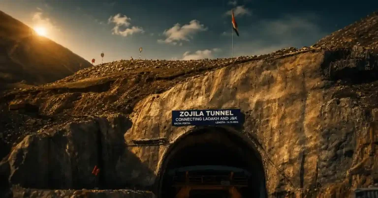 Zojila Tunnel: Himalayan mountain road representing the Kashmir-Ladakh tunnel breakthrough