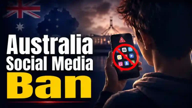Australia Social Media Ban ਨਾਲ ਜੁੜੀ ਪ੍ਰਤੀਕਾਤਮਕ ਤਸਵੀਰ, ਜਿਸ ਵਿੱਚ ਬੱਚੇ ਅਤੇ ਸੋਸ਼ਲ ਮੀਡੀਆ ਐਪਸ ਦਿਖਾਏ ਗਏ ਹਨ।