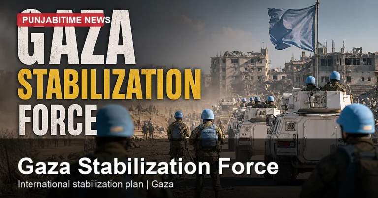 Gaza Stabilization Force ਲਈ ਗਾਜ਼ਾ ਵਿੱਚ ਅੰਤਰਰਾਸ਼ਟਰੀ ਸਥਿਰਤਾ ਫ਼ੌਜ ਦੀ ਪ੍ਰਤੀਕਾਤਮਕ ਤਸਵੀਰ