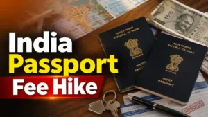 India Passport Fee Hike ਦੇ ਨਵੇਂ ਰੇਟ ਦਰਸਾਉਂਦੀ ਭਾਰਤੀ ਪਾਸਪੋਰਟ ਦੀ ਤਸਵੀਰ।