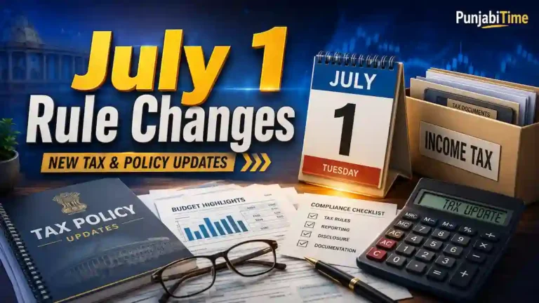 July 1 Rule Changes ਨਾਲ ਜੁੜੀ ਪ੍ਰਤੀਕਾਤਮਕ ਤਸਵੀਰ, ਜਿਸ ਵਿੱਚ ITR, Aadhaar ਅਤੇ ਪਾਸਪੋਰਟ ਦੇ ਨਵੇਂ ਨਿਯਮ ਦਰਸਾਏ ਗਏ ਹਨ।