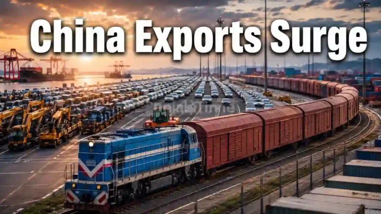 China Exports Surge ਦਿਖਾਉਂਦੀ ਸ਼ੰਘਾਈ ਬੰਦਰਗਾਹ 'ਤੇ ਕੰਟੇਨਰ ਜਹਾਜ਼।