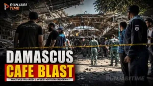 Damascus Cafe Blast ਵਾਲੀ ਥਾਂ ’ਤੇ ਸੀਰੀਆਈ ਸੁਰੱਖਿਆ ਬਲ ਤੇ ਜਾਂਚ ਟੀਮ।