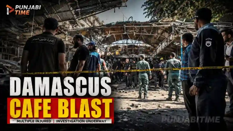 Damascus Cafe Blast ਵਾਲੀ ਥਾਂ ’ਤੇ ਸੀਰੀਆਈ ਸੁਰੱਖਿਆ ਬਲ ਤੇ ਜਾਂਚ ਟੀਮ।
