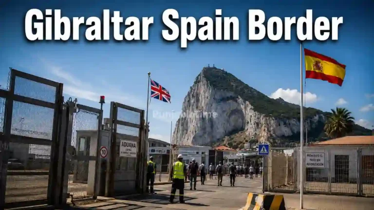 Gibraltar Spain Border ਦੀ ਵਾੜ ਹਟਾਉਣ ਦਾ ਦ੍ਰਿਸ਼।