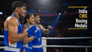 ਮੁੱਕੇਬਾਜ਼ੀ ਦੀ ਰਿੰਗ ਤੇ ਦਸਤਾਨੇ, ਜਿਸ ਨਾਲ India CWG Boxing Medals ਦੇ ਨਵੇਂ ਰਿਕਾਰਡ ਦੀ ਖ਼ਬਰ ਜੁੜੀ ਹੈ (ਪ੍ਰਤੀਕਾਤਮਕ ਤਸਵੀਰ)