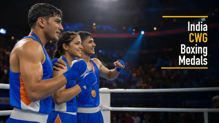 ਮੁੱਕੇਬਾਜ਼ੀ ਦੀ ਰਿੰਗ ਤੇ ਦਸਤਾਨੇ, ਜਿਸ ਨਾਲ India CWG Boxing Medals ਦੇ ਨਵੇਂ ਰਿਕਾਰਡ ਦੀ ਖ਼ਬਰ ਜੁੜੀ ਹੈ (ਪ੍ਰਤੀਕਾਤਮਕ ਤਸਵੀਰ)