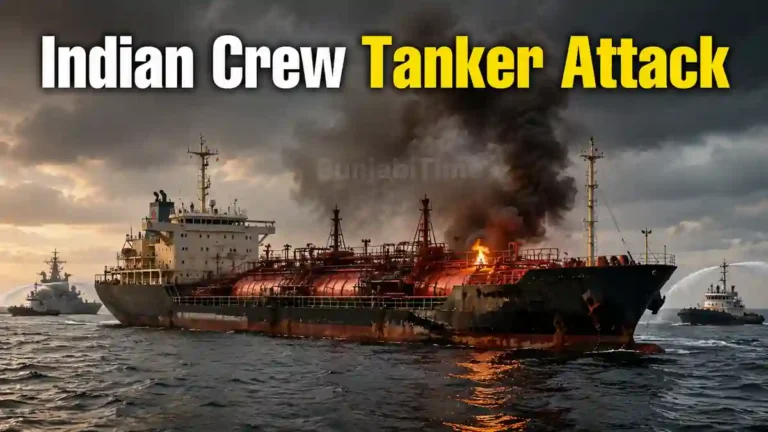 Indian Crew Tanker Attack ਮਗਰੋਂ ਹਰਮੁਜ਼ ਪੱਟੀ ਨੇੜੇ ਸਮੁੰਦਰ ਵਿੱਚ ਖੜ੍ਹਾ LPG ਟੈਂਕਰ।