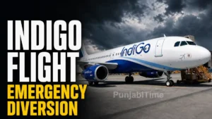 IndiGo Flight Emergency Diversion ਮਗਰੋਂ ਰਾਜਕੋਟ ਹਵਾਈ ਅੱਡੇ ਉੱਤੇ ਖੜ੍ਹਾ ਏਅਰਬੱਸ ਏ321 ਜਹਾਜ਼।