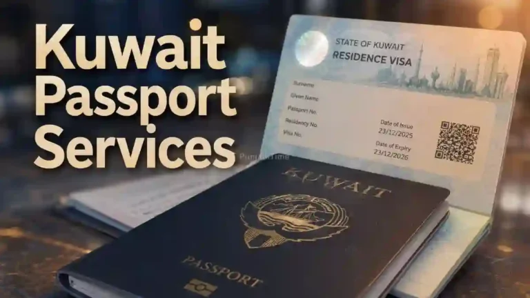 Kuwait Passport Services ਦਫ਼ਤਰ ਬਾਹਰ ਖੜ੍ਹੇ ਭਾਰਤੀ ਅਰਜ਼ੀਕਰਤਾ।
