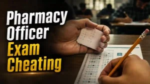 Pharmacy Officer Exam Cheating case investigation by Punjab Police at recruitment examination centres.