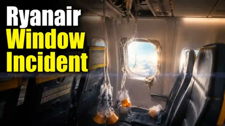 Ryanair window incident ਦੌਰਾਨ ਗ੍ਰੀਸ ਦੇ ਥੈਸਾਲੋਨੀਕੀ ਹਵਾਈ ਅੱਡੇ 'ਤੇ ਖੜ੍ਹਾ ਜਹਾਜ਼।