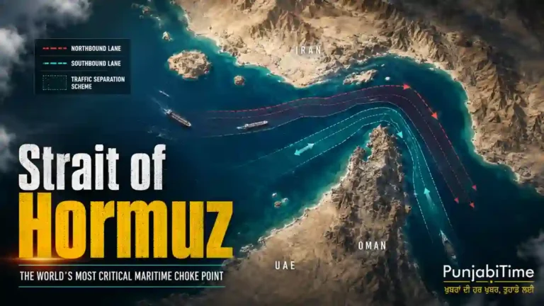 Strait of Hormuz ਵਿੱਚ ਜਾਂਦੀ ਤੇਲ ਟੈਂਕਰ ਦੀ ਆਈਕਨ ਤਸਵੀਰ।