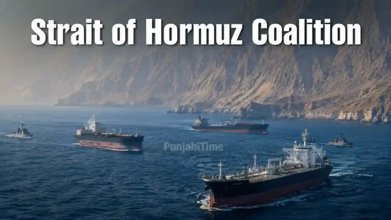 Strait of Hormuz Coalition ਦੀ ਤਜਵੀਜ਼ ਦੌਰਾਨ ਹਰਮੁਜ਼ ਪੱਟੀ ਵਿੱਚੋਂ ਲੰਘਦਾ ਤੇਲ ਟੈਂਕਰ।