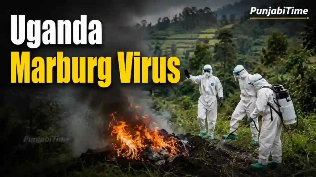 Uganda Marburg Virus ਮਾਮਲੇ ਬਾਰੇ ਪ੍ਰਤੀਕਾਤਮਕ ਤਸਵੀਰ, ਸਿਹਤ ਕਰਮਚਾਰੀ ਸੁਰੱਖਿਆ ਕਿੱਟ ਵਿੱਚ।