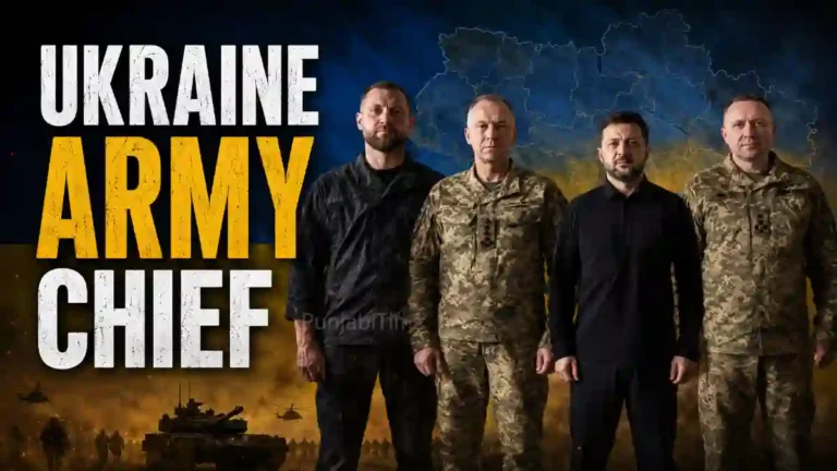 Ukraine army chief ਵਜੋਂ ਮਿਖਾਇਲੋ ਦ੍ਰਾਪਾਤੀ ਦੀ ਨਿਯੁਕਤੀ ਦਾ ਪ੍ਰਤੀਕਾਤਮਕ ਦ੍ਰਿਸ਼।