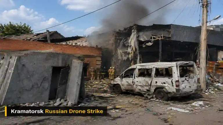 Kramatorsk Russian Drone Strike ਤੋਂ ਬਾਅਦ ਕ੍ਰਾਮਾਤੋਰਸਕ ਵਿੱਚ ਨੁਕਸਾਨ ਦਾ ਦ੍ਰਿਸ਼