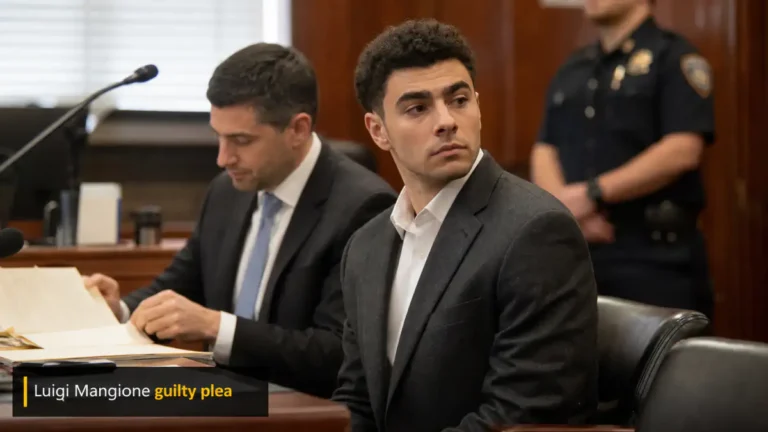 Luigi Mangione guilty plea — Brian Thompson ਹੱਤਿਆ ਕੇਸ ਨਾਲ ਜੁੜੀ ਅਦਾਲਤੀ ਤਸਵੀਰ