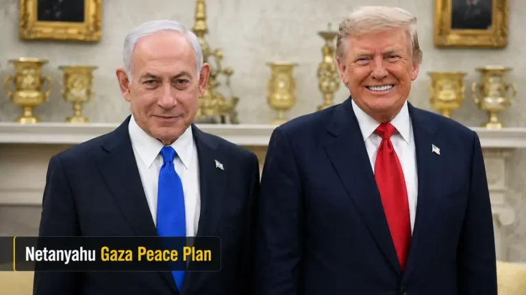 Netanyahu Gaza peace plan ਰੱਦ ਕਰਨ ਦਾ ਐਲਾਨ ਕਰਦੇ ਇਸਰਾਈਲੀ ਪ੍ਰਧਾਨ ਮੰਤਰੀ ਬੈਂਜਾਮਿਨ ਨੇਤਨਯਾਹੂ ਦੀ ਤਸਵੀਰ।