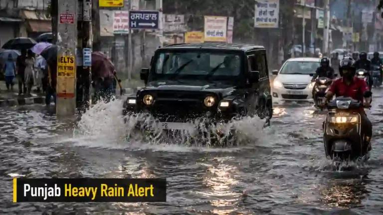 Punjab heavy rain-alert – ਪੰਜਾਬ ਵਿੱਚ ਭਾਰੀ ਮੀਂਹ ਤੇ ਤੇਜ਼ ਹਵਾਵਾਂ ਦੀ ਚੇਤਾਵਨੀ ਦਰਸਾਉਂਦੀ ਤਸਵੀਰ