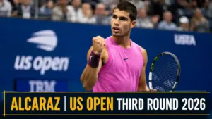 US Open 2026 ਵਿੱਚ ਮੈਚ ਦੌਰਾਨ ਕਾਰਲੋਸ ਅਲਕਾਰਾਜ਼