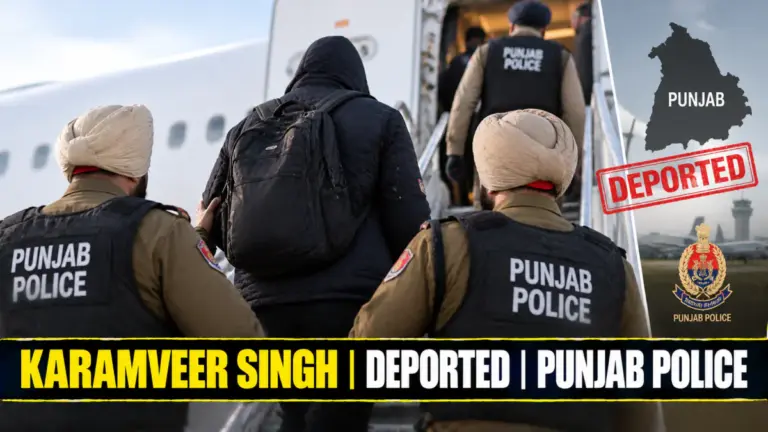 ਕੈਨੇਡਾ ਤੋਂ ਡਿਪੋਰਟ ਕਰਮਵੀਰ ਸਿੰਘ ਦੀ ਪੰਜਾਬ ਪੁਲਿਸ ਹਿਰਾਸਤ ਨਾਲ ਜੁੜੀ ਤਸਵੀਰ।