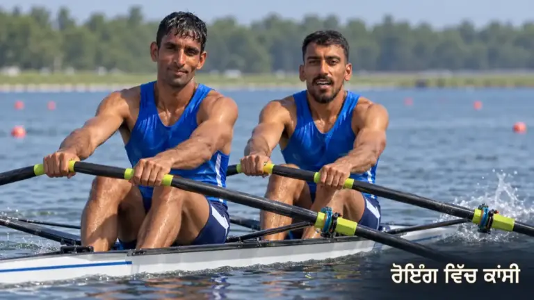 ਰੋਇੰਗ ਮੁਕਾਬਲੇ ਵਿੱਚ ਸਤਨਾਮ ਸਿੰਘ ਅਤੇ ਸਲਮਾਨ ਖਾਨ ਦਾ ਸੰਕੇਤਕ ਚਿੱਤਰ