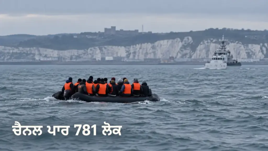 ਇੰਗਲਿਸ਼ ਚੈਨਲ ਵਿੱਚ ਛੋਟੀ ਕਿਸ਼ਤੀ ਦਾ ਸੰਕੇਤਕ AI ਚਿੱਤਰ